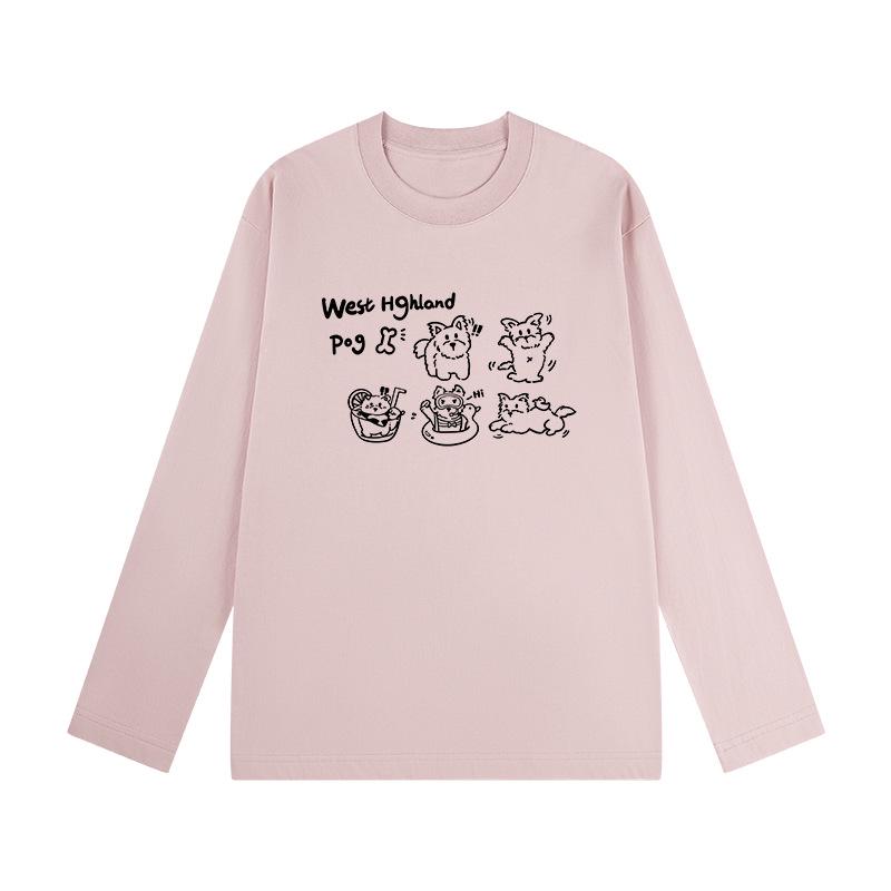 Autumn 2025 Women s Long-Sleeve Cotton Pullover T-shirt, Loose Fit, American Lazy Style 2XL (150-165 lbs)