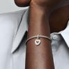 Colgante Doble de Plata SS925 con Forma de Corazón Blanco Joyería Romántica de Fantasía para Pulsera DIY de Mujer