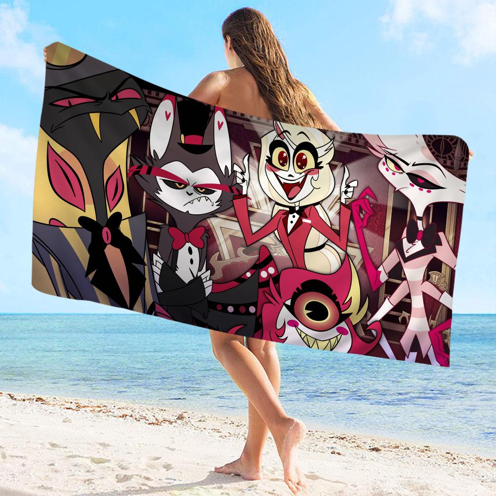 Cartoon H-Hazbin-Hoteles Towel Microfiber Beach Towel Absorbent Quick Dry Soft Yoga Swimming Resort Mountain Climbing Towel