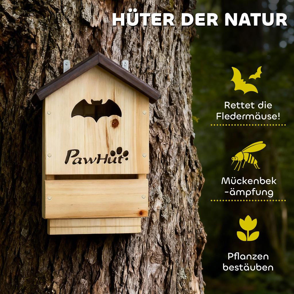 Bat Box Set of 3, Made of Fir Wood, Bat House for Bats, for Hanging In Gardens, 21.5 X 11.5 X 34 Cm