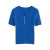Women's Shimmering Slim Fit Short Sleeve Knit Top