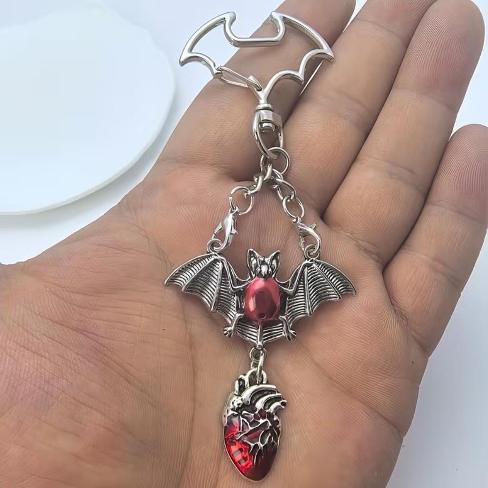 Dark Style Gothic Bag Pendant Exaggerated Halloween Charm Niche Personality Bat Keychain  Daily