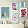 Wild Leopard Tiger Rainbow Girl Power Lips Vase Flower Wall Art Canvas Painting Nordic Poster Wall Picture For Living Room Decor No Frame