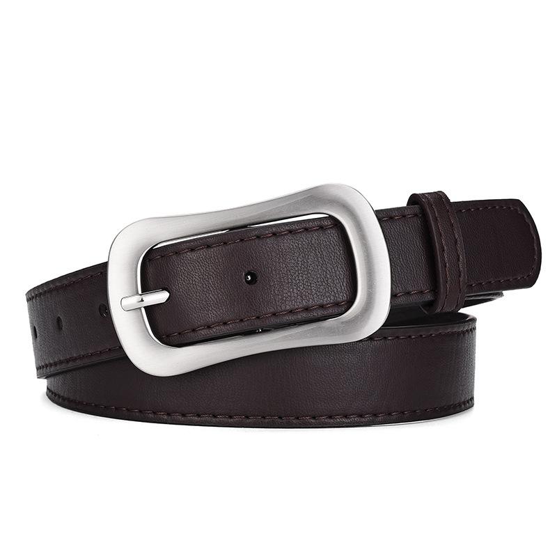 Retro Fashionable Black Pu Leather Belt For Women Featuring Stylish Buckle Japanese