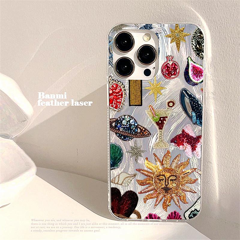 

Planet Fruit Trendry Graphic Phone Case for IPhone 16 15 14 13 12 11 X XR XS SE2 SE 8 7 Plus Pro Max 16E Feather Texture Cover For iPhone 12 Pro