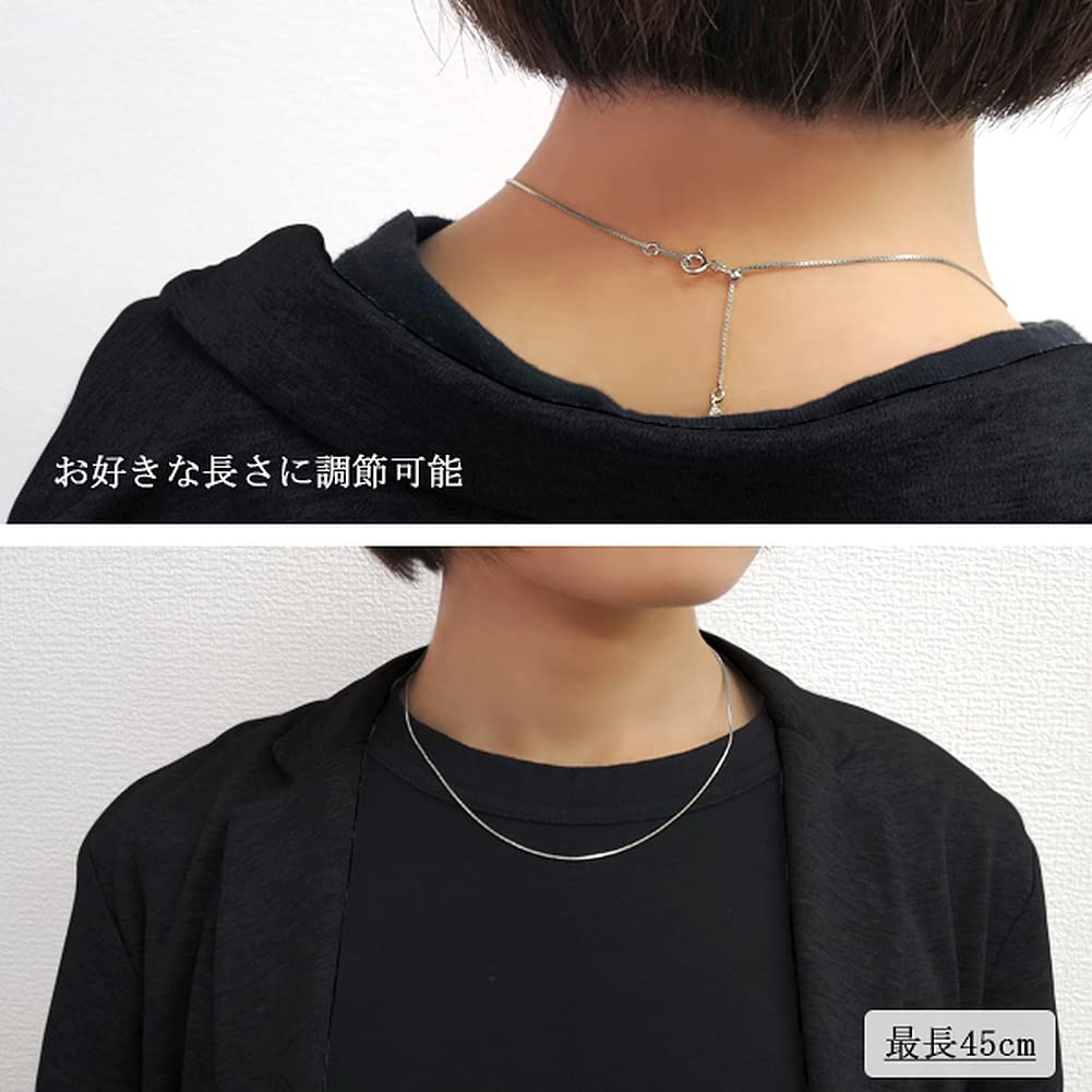 Gin no Sterling Silver 925 Venetian 45cm Slide Rhodium Necklace for Simple [Shinjuku Kura] Chain, Approx. 0.9mm Wide, Long, Adjuster, Plated, Women,