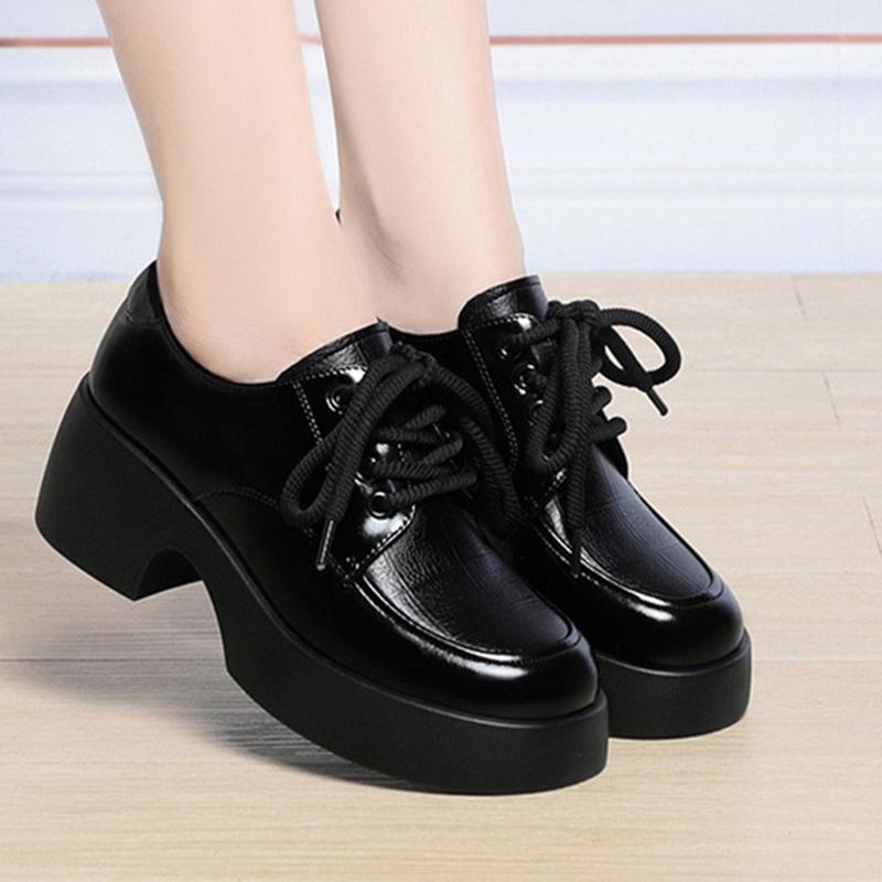 fashion Soft Leather Uniform Shoes Female British Girl Japanese Wild Black Retro Mary Jane Shoes Lolita Platform Shoes Low Anti-slip