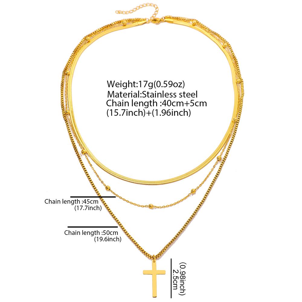 Stainless Steel Necklaces Fashions Temperament Crucifixion Pendant Multilayer Chain Necklace For Women Zircon Birthday Gift New