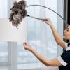 Electrostatic Feather Duster with Long Handle for Window Baseboard Vent Furniture Appliance Blind Cobweb Removal Fan Dusting