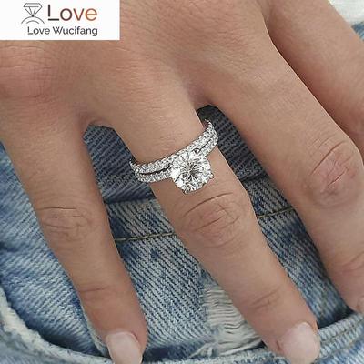 2Pcs/Set Chic Wedding Bands for Women Delicate Design Engagement Rings Sets Trendy Engagement Accessories Jewelry Gift