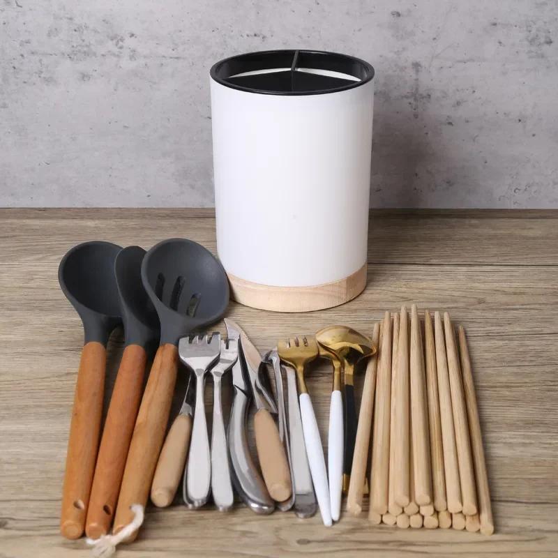 Utensil Holder Cutlery Drainer Kitchen Tableware Storage Bucket Plastic Chopstick Spoon Storage Rack Detachable Kitchen Tools