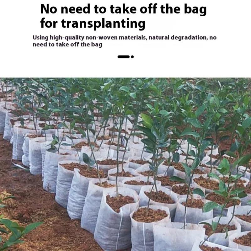 100PCS-1SET Biodegradable Seed Nursery Bags, Non-Woven Plants GrowBags, Fabric Seedling Pots Plants Pouch, Home Garden Supply
