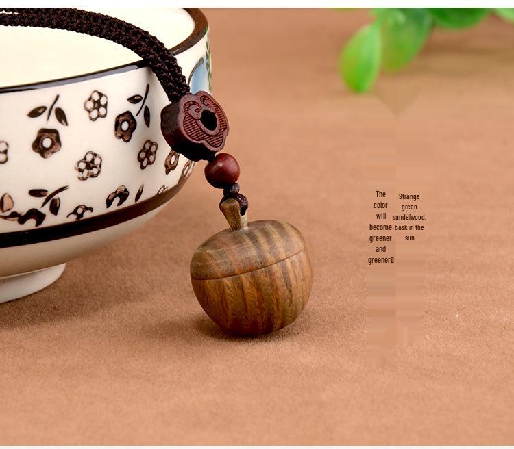 Ethnic Sandalwood Apple Pendant Necklace, Long Wooden Accessory for Women & Men, Openable Sweater Chain