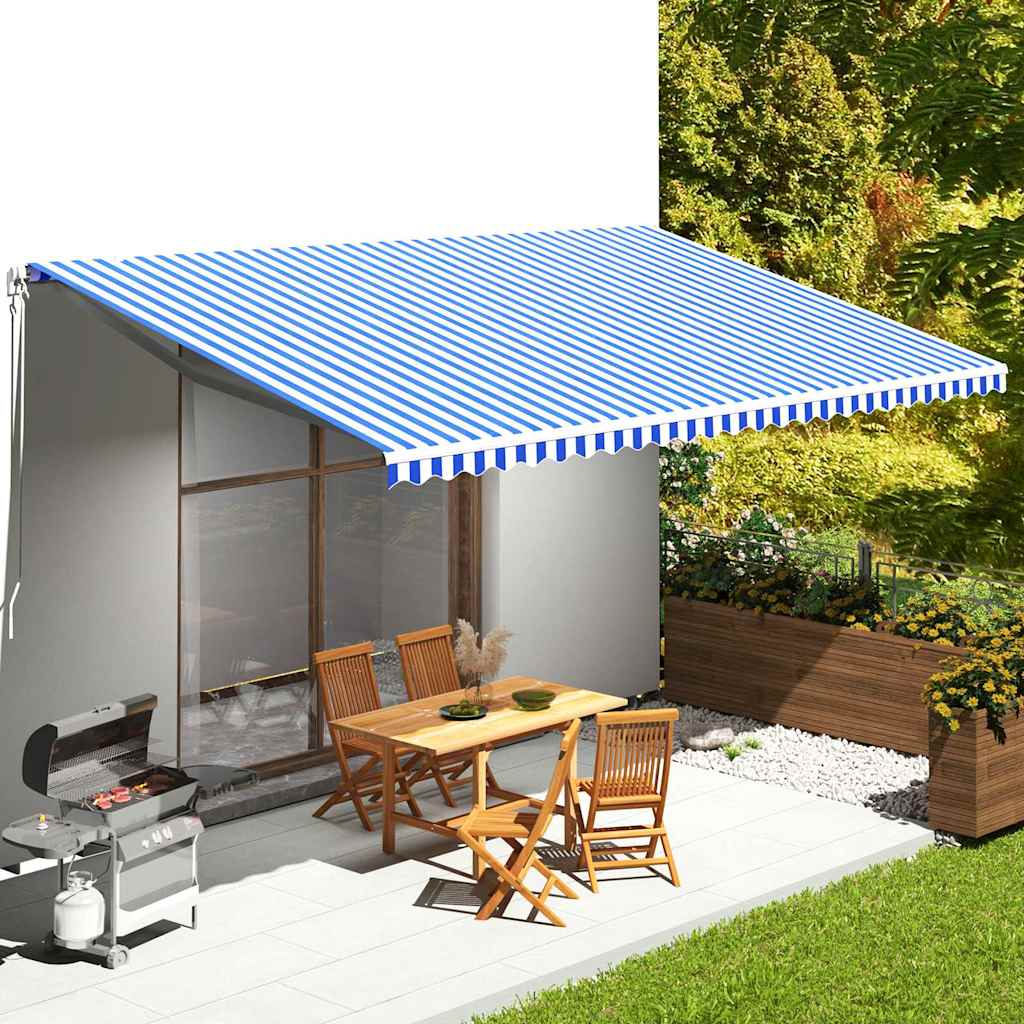 vidaXL Ersatzstoff für Markise Blau und Weiß 580x345 cm Polyester