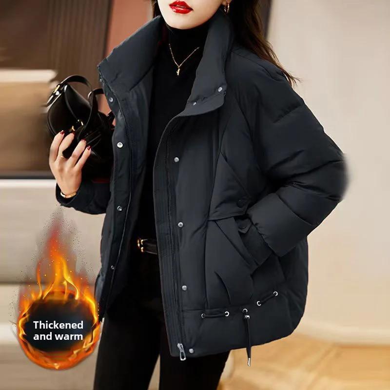 

Down Cotton Padded Coach Women s Cropped Winter Fashion Loose Fit Slimming Thickened Warm Jacket Cotton Coat XXXL чорний