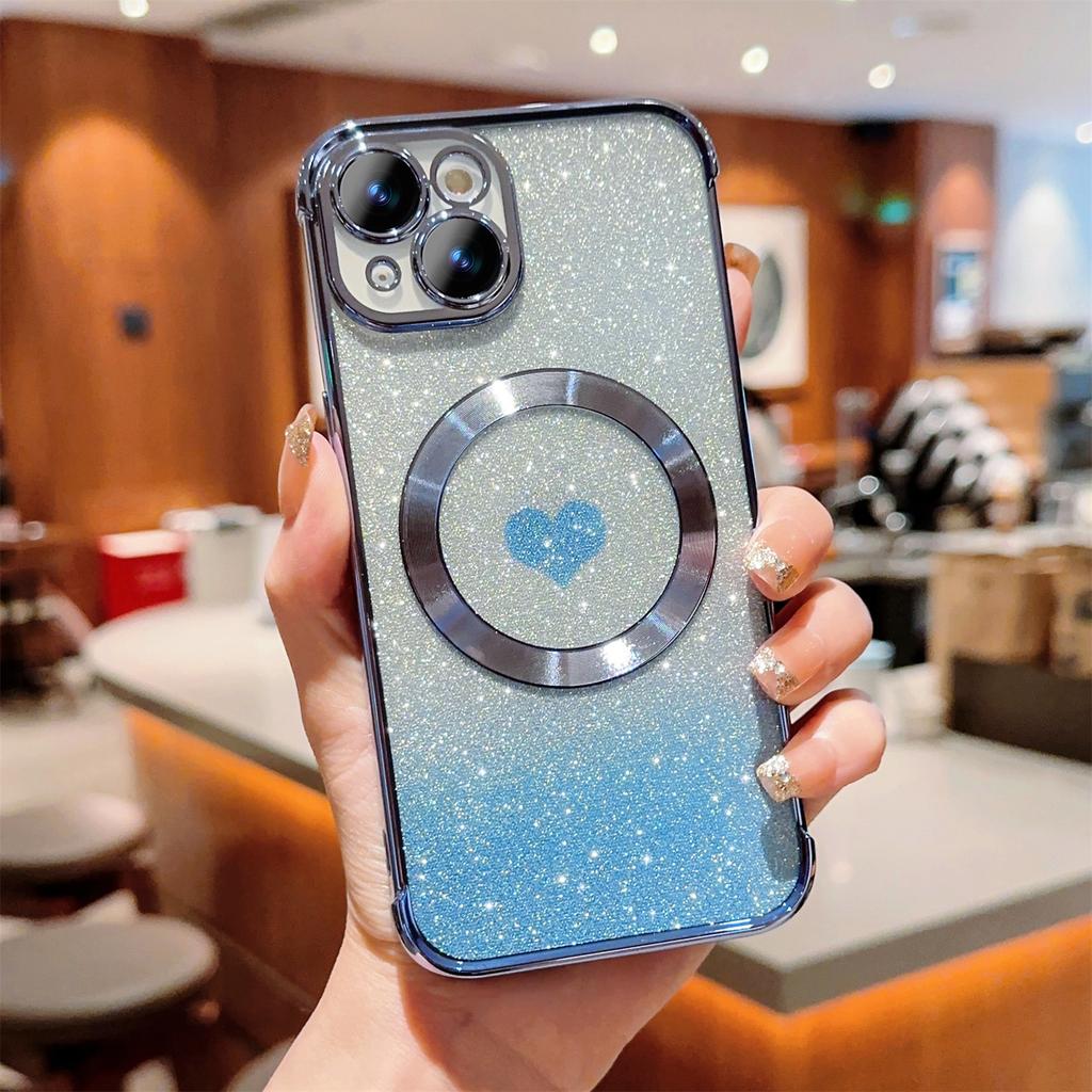 For iPhone 13 Case Gradient Sparkle TPU Phone Cover Compatible with MagSafe