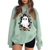 Women's Neck Long Sleeve Loose Fit Casual Sweatshirt Pullover Top with Halloween Print