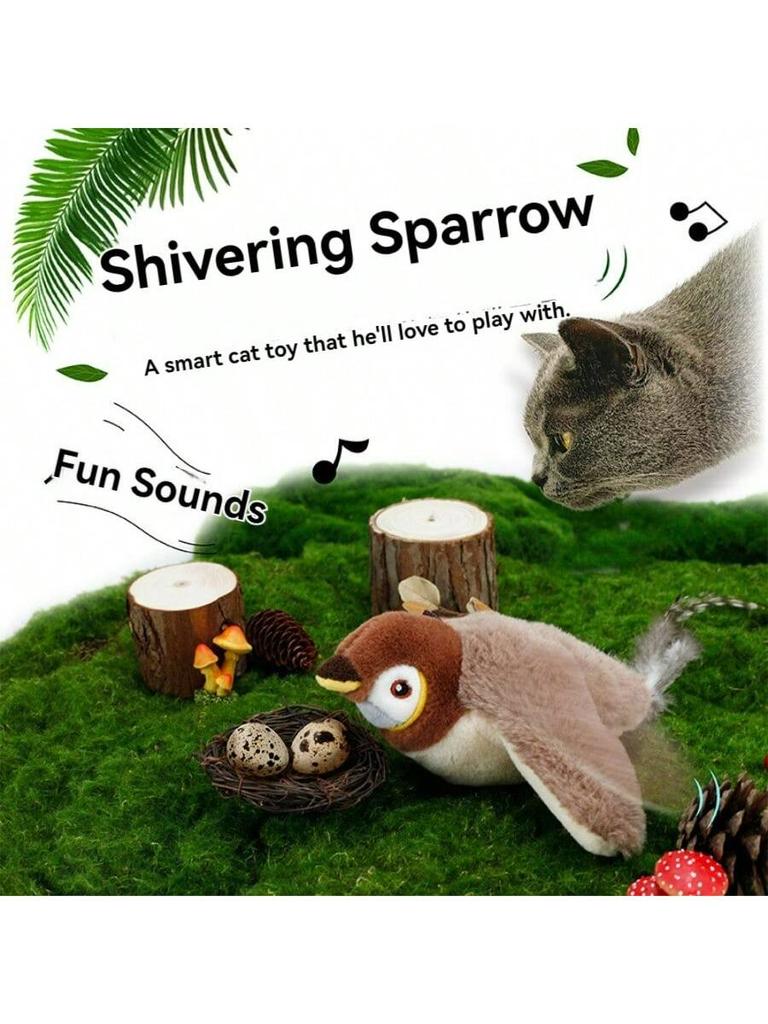1pc Electric Interactive Cat Toy, Rechargeable Flapping Bird Plush Toys, Squeaking  Toys for Cats Fun Kitten Exercise Toys Soft