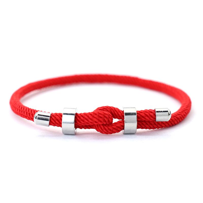 Noter Şanslı Kırmızı Iplik Bilezik Erkekler Için Solmayan Paslanmaz Çelik Ayarlanabilir Kordon Zincir Bilezik Pulsera Roja De Proteccion Joias