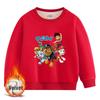 Paw Patrol Boys' 2025 Autumn Korean Style Plus Velvet Hoodie - Round Neck Pullover
