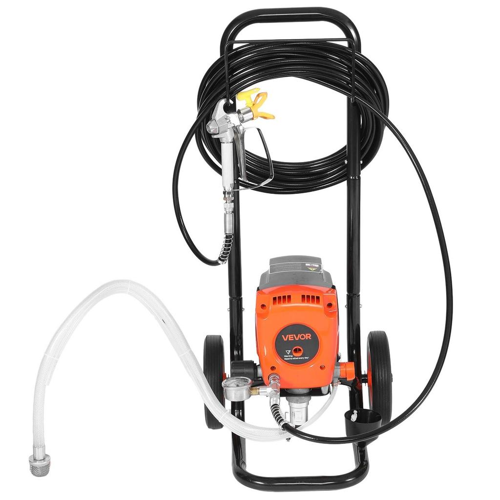 Stand Airless Paint Sprayer, 900W, 3300PSI High Pressure Airless Sprayer with Cart, Cleaning Brush, Hose, Extension Rod, Nozzles, Electric Spray Paint