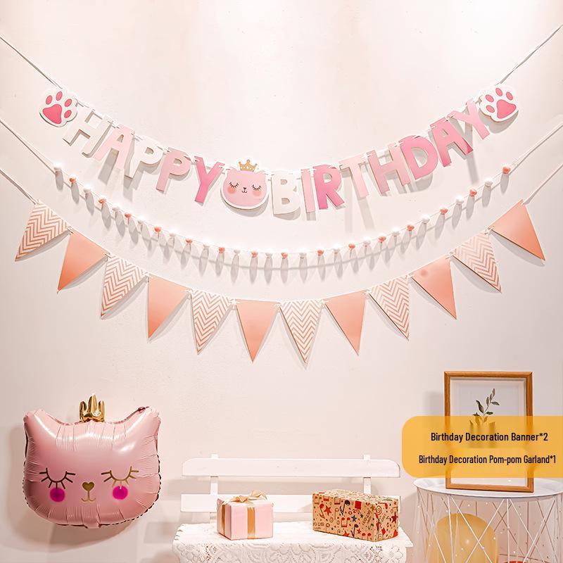 First Birthday Pom-Pom Bunting & Photo Banner for Boys and Girls