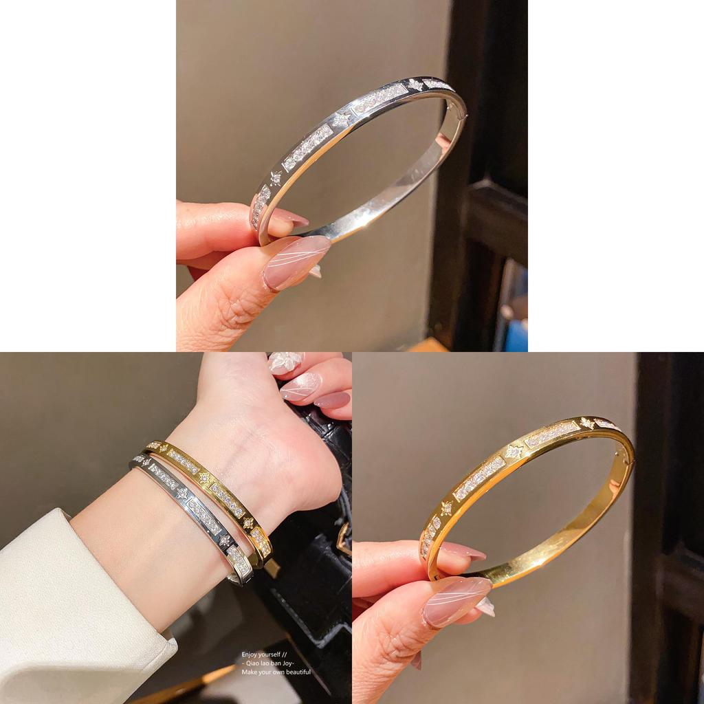 Edelstahl Zirkon Stern Armreif Mit Elegantem Design Für Modische Frauen