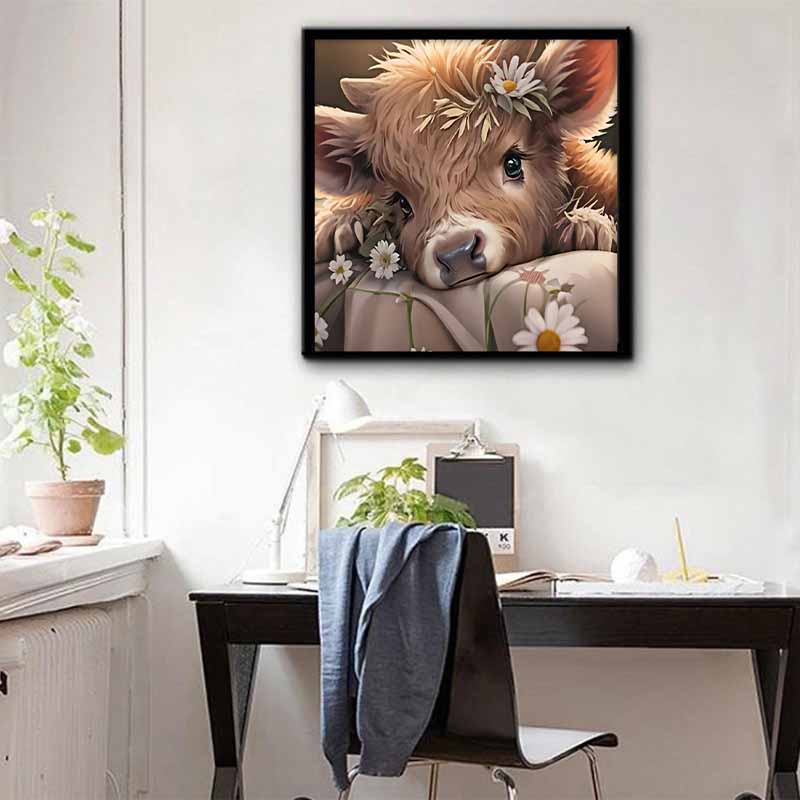 New Arrival 5D DIY Full Circle Diamond Painting "Cute Calf" Embroidery Cross Stitch Home Decor Gift