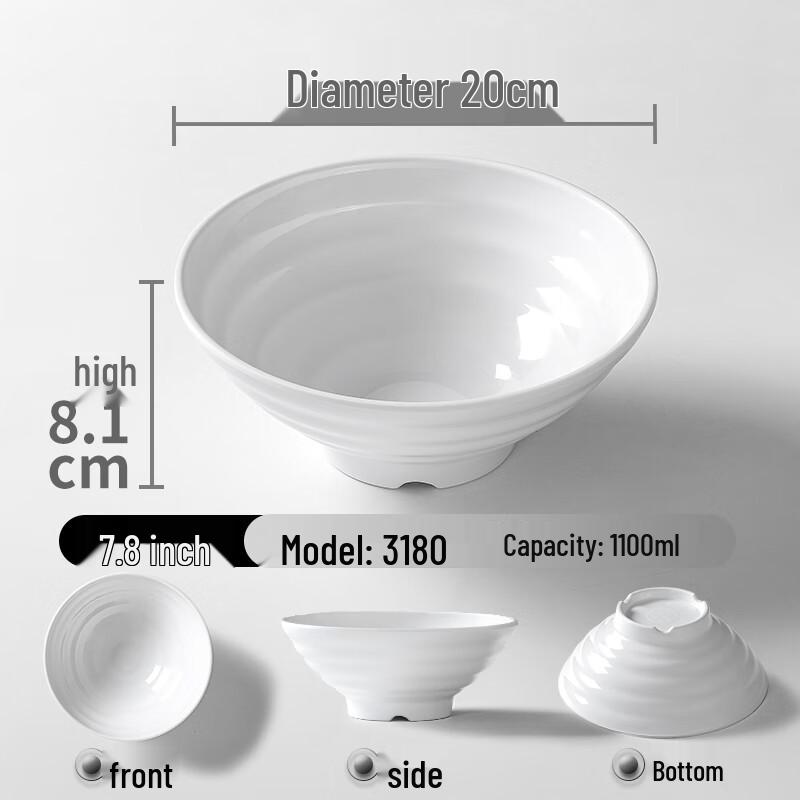 

777 Melamine White Noodle Bowls, 10-Pack