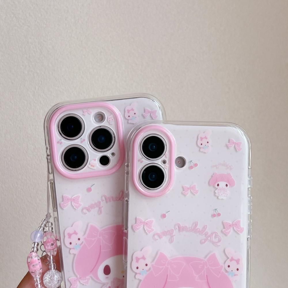 Luxury Pink Cake Melody Sale Phone Case For iPhone 17 Pro Max 17Pro 15 Pro 16 Pro Max Shockproof Cute Cover With Bracelet