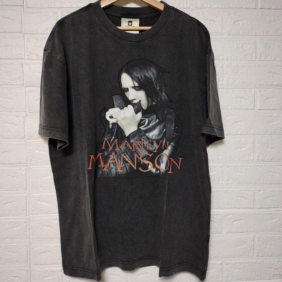 Marilyn Manson T- Black Gray Vintage Finish Unisex T-Shirt L