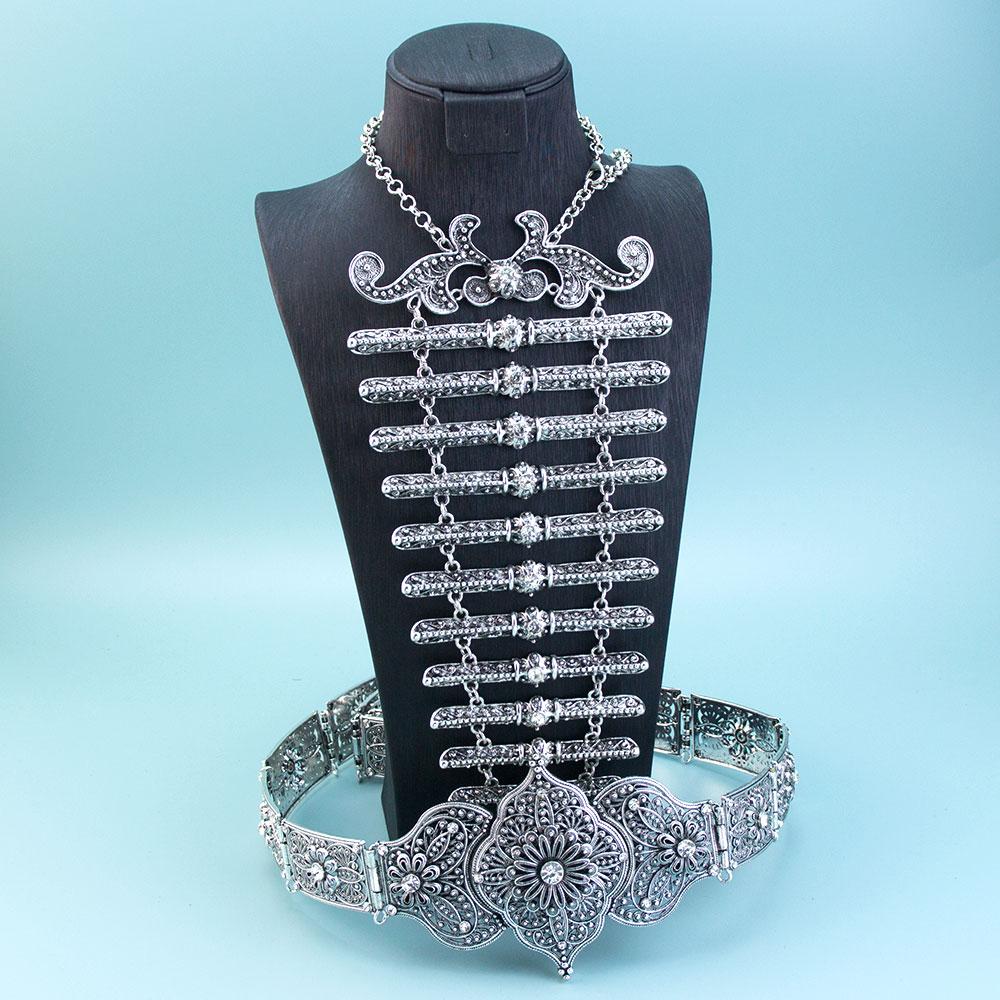 

Изысканный славянский кавказский свадебный пояс-цепочка на талию, женское нагрудное ожерелье, ретро серебряного цвета, казахские турецкие свадебные украшения