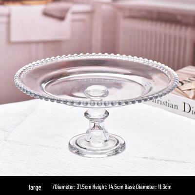 Transparent Glass Beaded High-Foot Serving Plate