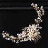 Gold Silver Wedding Pearl Rhinestone Hairbands Tiara Headpiece Flower Hair Comb Shiny Flower Clip