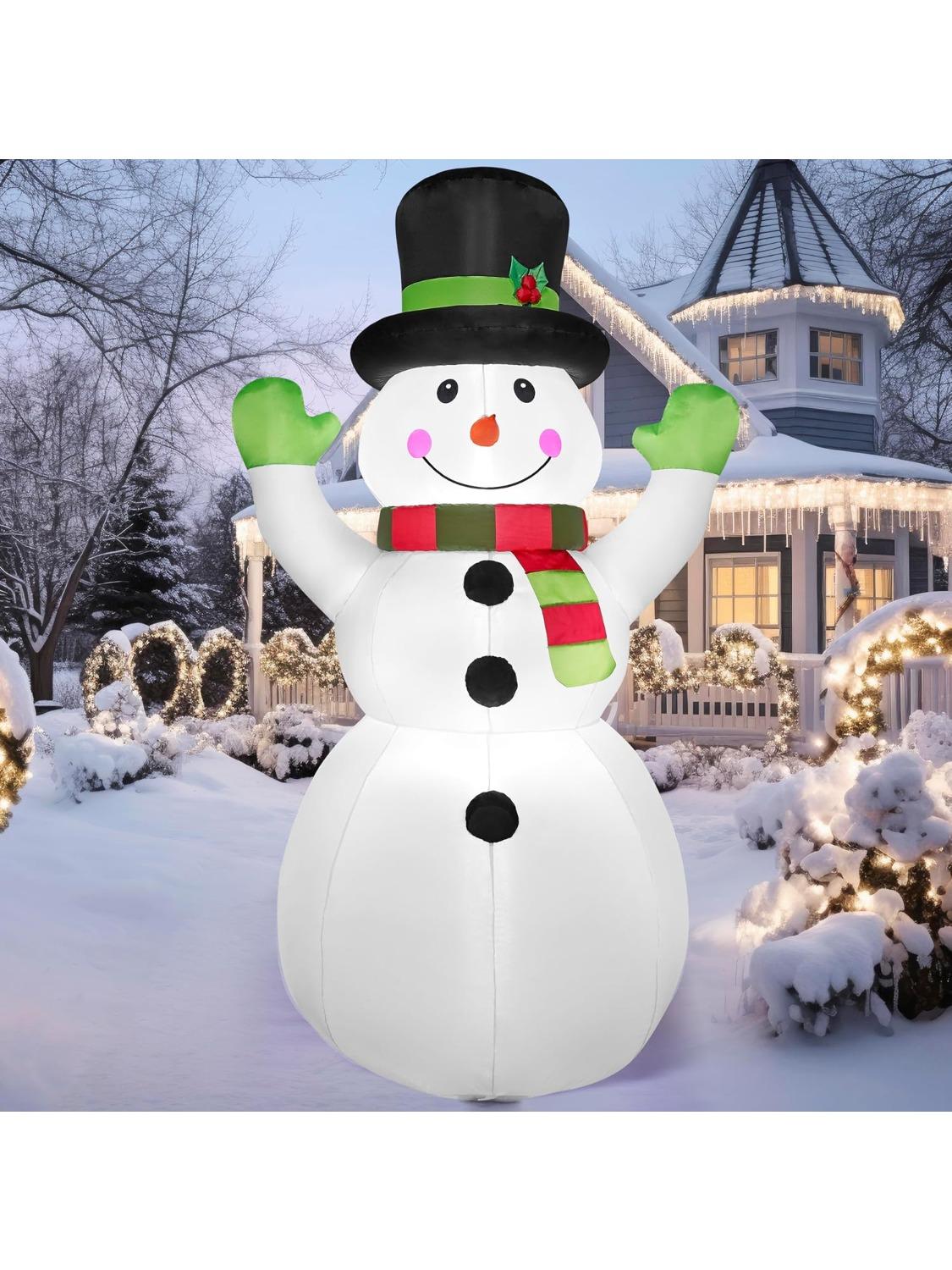 

JOYFY 6 футов высотой Рождественские надувные украшения Снеговик со встроенными светодиодами с Волшебной шляпой для Рождественской вечеринки Садовое украшение
