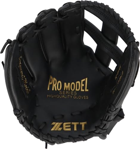 [Amazon.co.jp Exclusive] ZETT Catch Ball Glove for Beginners with Shock Absorbing Pads, 12-inch, Left-Handed Throw, Black (BDG3516VA)