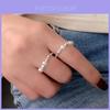 Stylish Adjustable Open Ring Featuring Natural Pearl And Unique Geometric Design For Women