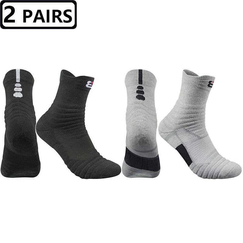 2 Pairs Size47,48 Quality New Men Outdoor Sports Elite Basketball Sock Cycling Compression Socks Cotton Towel Bottom Men's Socks