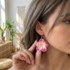 Trendy Handmade Polymer Clay Plumeria Drop Earrings for Women Romantic Pink Flower Dangle Earrings Boho Summer Beach Jewelry