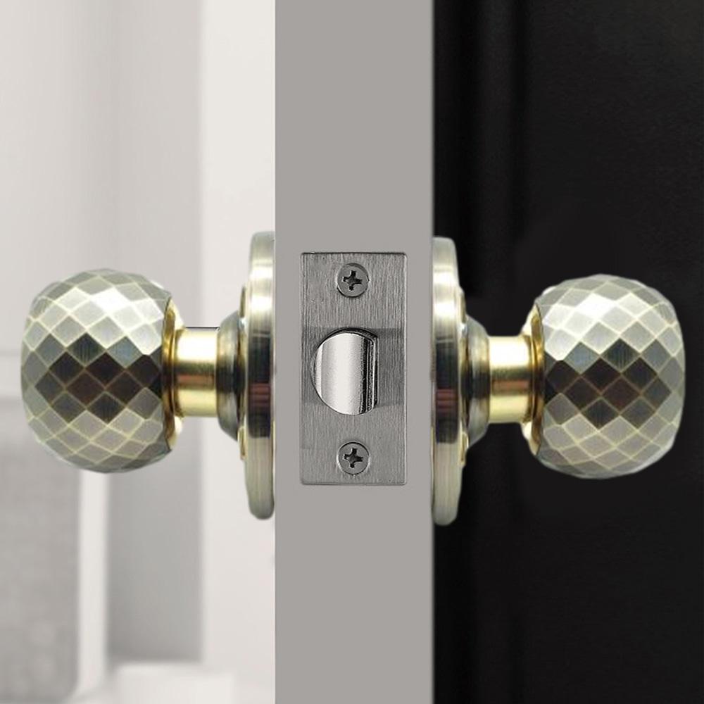Door Knob Aluminum Alloy Heavy-duty Ball Lock Mirror Finish with 3 Key for Bedroom Bathroom