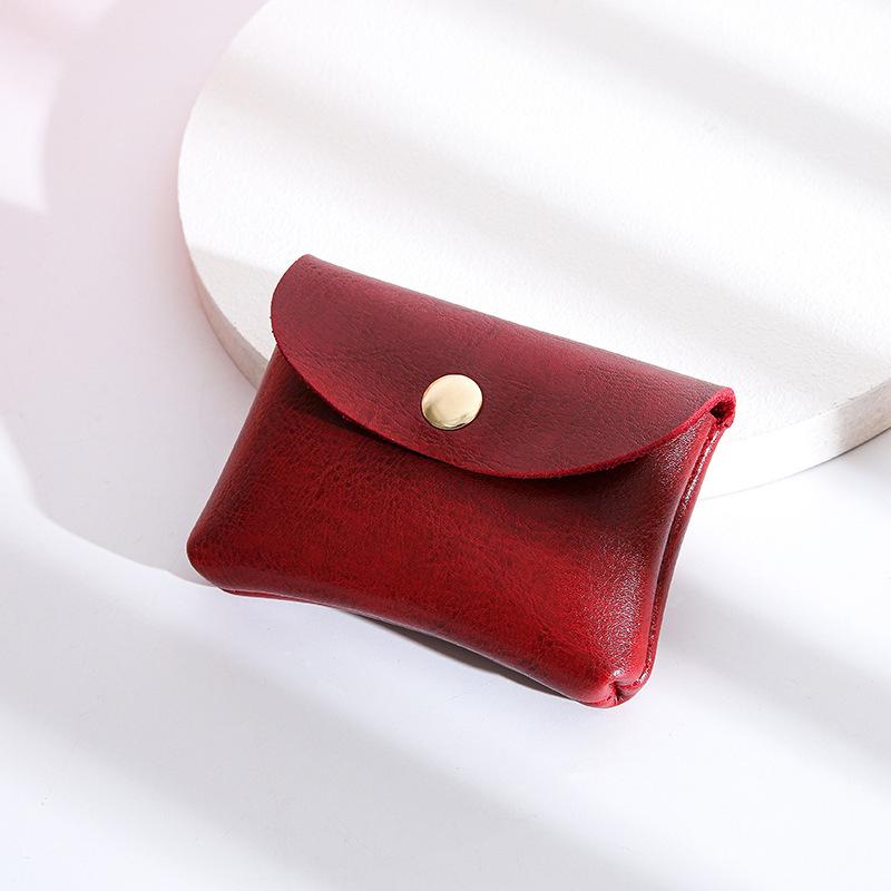 

Simple Buckle Leather Coin Purse Mini Wallets for Women ID Bank Card Holder Earphone Storage Bag Female Wallet Key Pouch бордовий