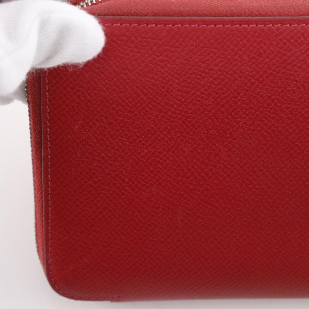 HERMES Azap Silk in Long Purse Red Epsom Women Used