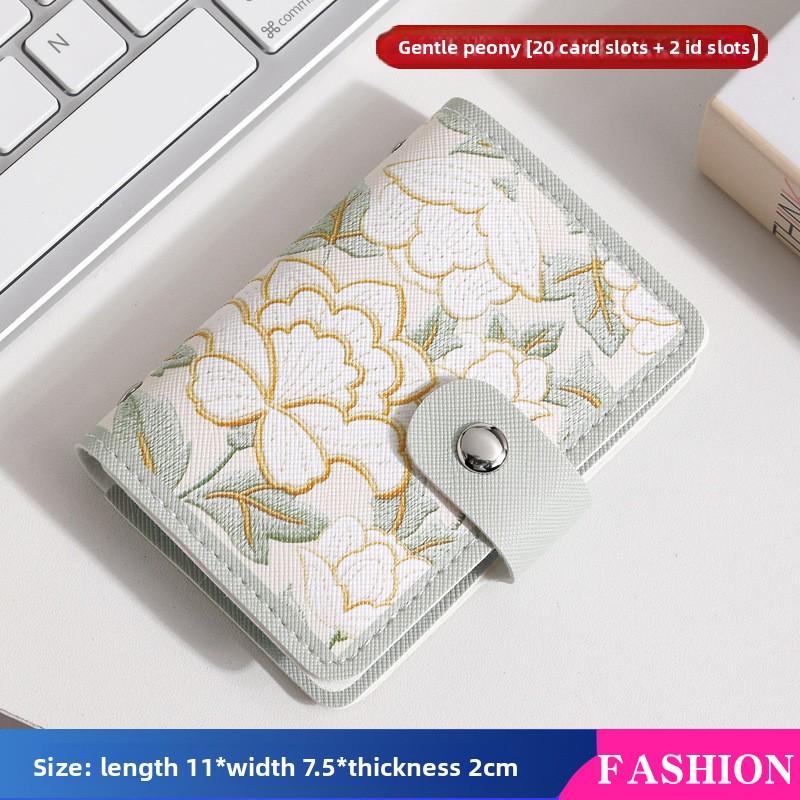 Flower Oil Painting Card Bag, Female Access Control Card, Retro Wind Multi-card Bank Card Certificate, Large-capacity Card Bag
