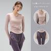 Damen V-Ausschnitt Yoga Set: Schnelltrocknendes, atmungsaktives, modisches zweiteiliges Set mit Brustpolstern und langen Ärmeln