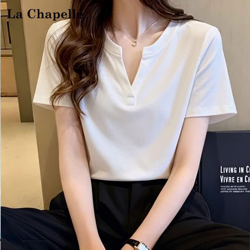 La Chapelle Women s V-Neck Short Sleeve T-Shirt M