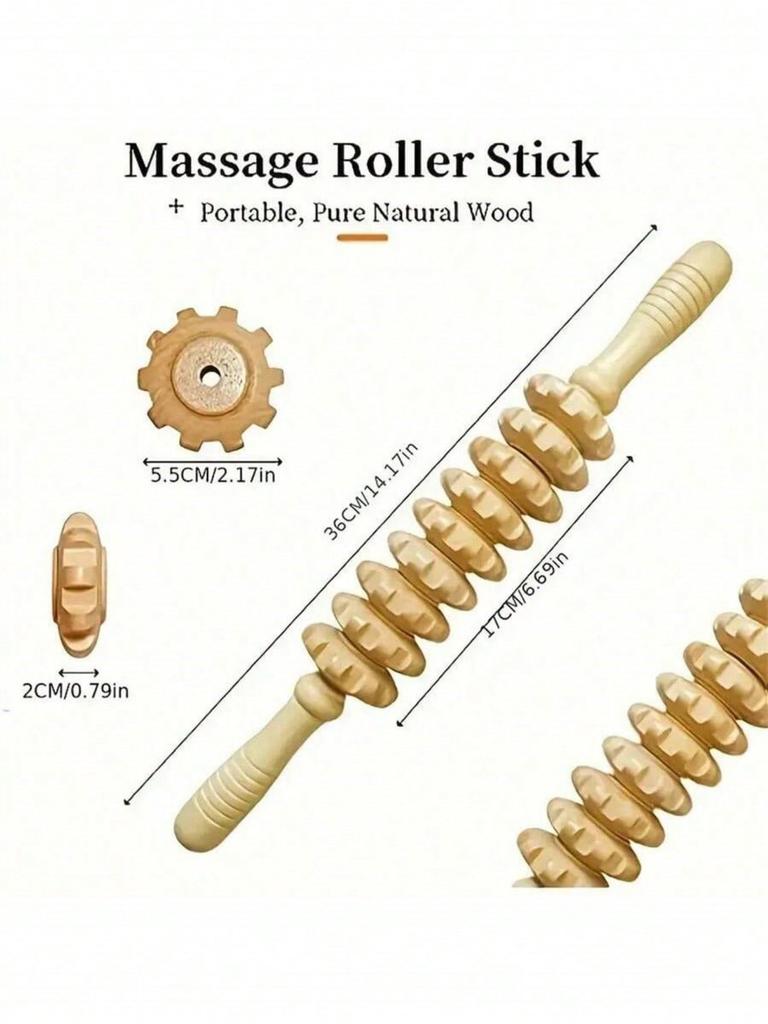 Nine-wheel wooden massage rollers - full-body meridian massager - home fitness device