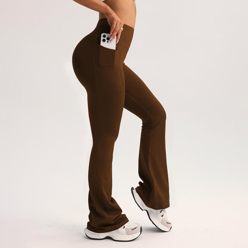 Women's High-Waist Slim Flare Yoga Pants: Peach Hip-Lifting Fitness & Outdoor Sportswear