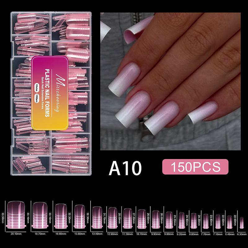 150 Stück Dualformen für Poly-Nagelgel Weiche Nagelformen Schablonen Acryl Vollabdeckung Falsche Nagelspitzen Maniküre Verlängerung