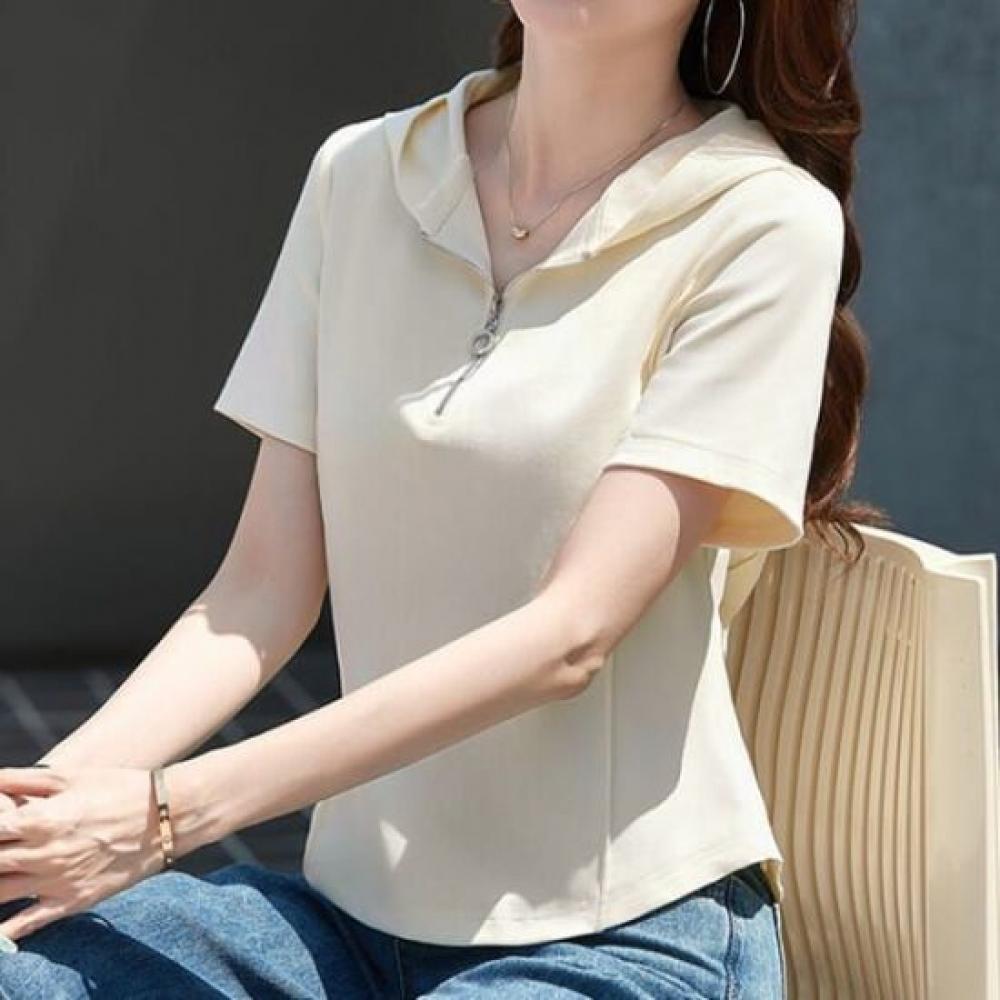Navava Women Daily Zip Hoodie ShorT Sleeve T shirT nT2718