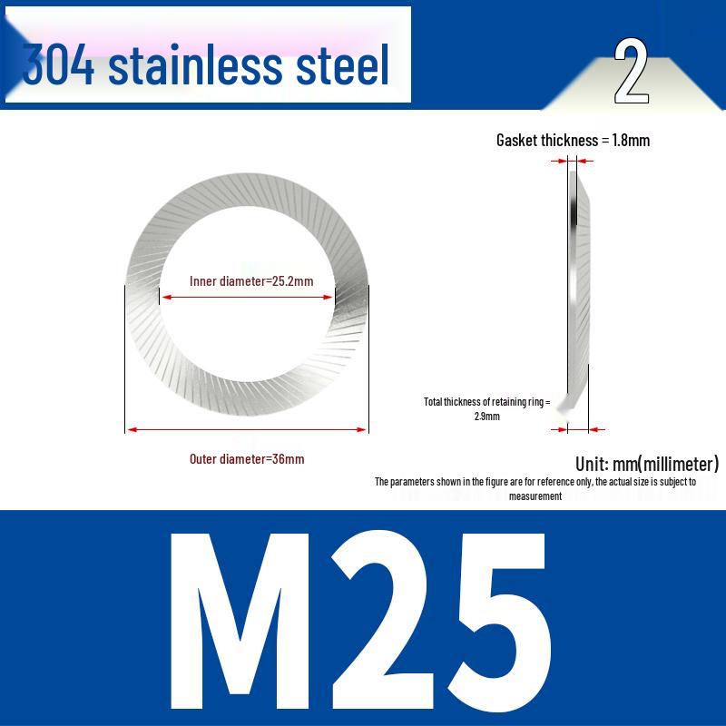304 Stainless Steel Double-Sided Serrated Lock Washer, Anti-slip Butterfly-shaped, M3-M42